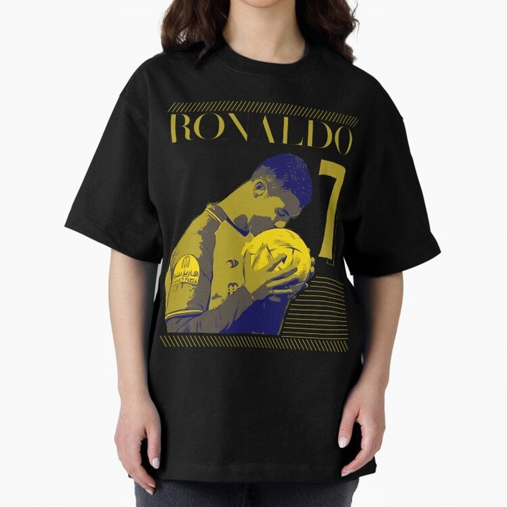 Cristiano Ronaldo Its Yellow Oversized T-Shirt Relive Legendary Nights from FIFA World Cup 2026 Spirit, Driven by Germany, Mbappe, Championship Spirit, Famous Goals, Roaring Crowds and International Football Unity; Great for Supporters Who Love