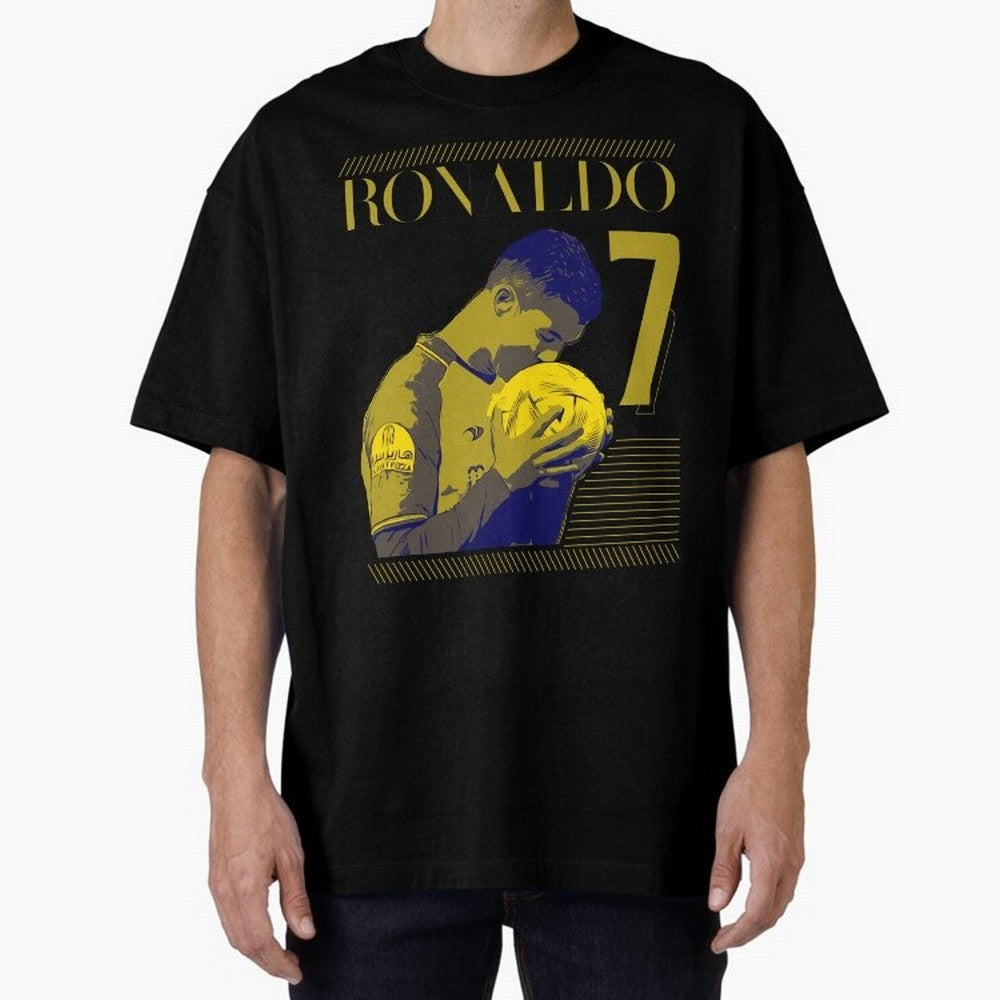 Cristiano Ronaldo Its Yellow Oversized T-Shirt Relive Legendary Nights from FIFA World Cup 2026 Spirit, Driven by Germany, Mbappe, Championship Spirit, Famous Goals, Roaring Crowds and International Football Unity; Great for Supporters Who Love