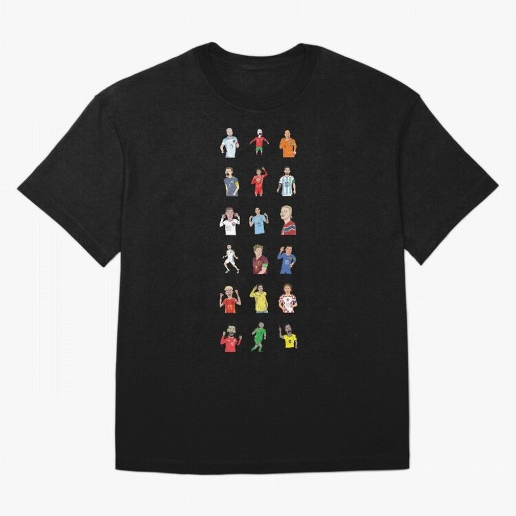 Badly Drawn Footballers Oversized T-Shirt Join the Countdown to the FIFA World Cup 2026 Journey through Haaland and Mbappe Highlights, Spain Pride, Supporter Pride, Iconic Celebrations, Legendary Names and Global Match Day Energy; Created for Match