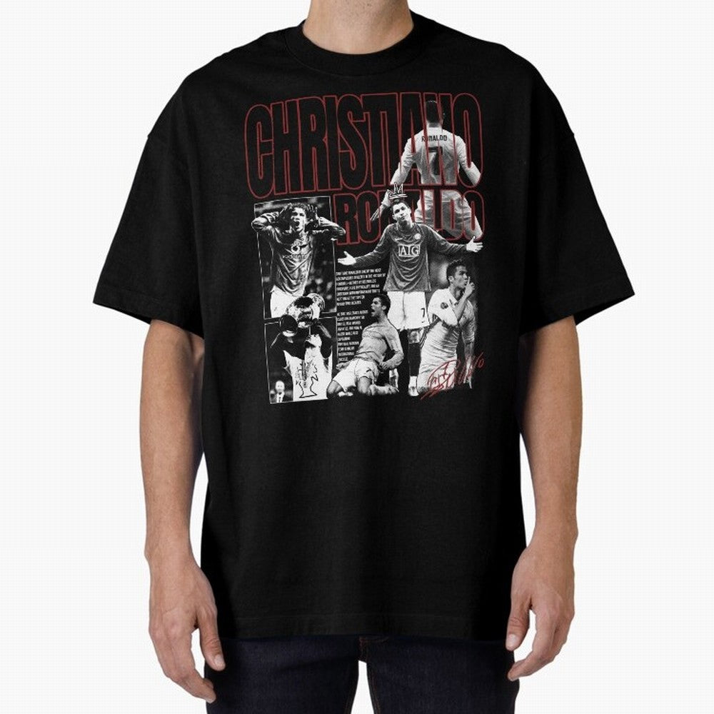 Cristiano Ronaldo Vintage Graphic Oversized T-Shirt Make Your Look Match FIFA World Cup 2026 Capturing CR7 and Messi, France Energy, Sports Nostalgia, International Competition, Famous Players and Unforgettable Victories; Perfect for People Who