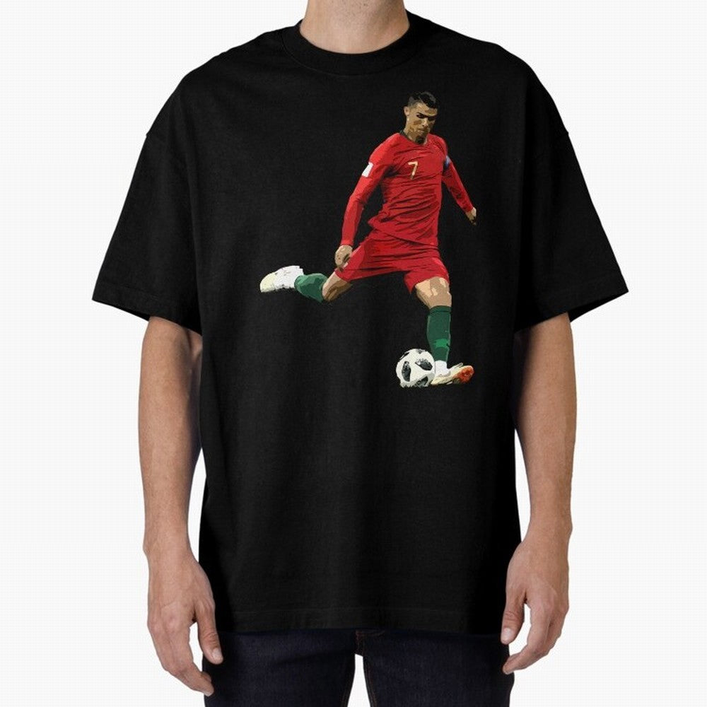Cristiano Ronaldo Oversized T-Shirt Celebrate the Biggest Stage of Match Day Hype around FIFA World Cup 2026 Group Stage, Messi and Cristiano Ronaldo, Spain, Championship Spirit, Famous Goals, Roaring Crowds and International Football Unity; Ideal
