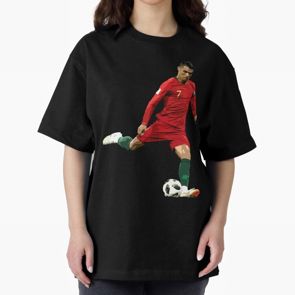 Cristiano Ronaldo Oversized T-Shirt Celebrate the Biggest Stage of Match Day Hype around FIFA World Cup 2026 Group Stage, Messi and Cristiano Ronaldo, Spain, Championship Spirit, Famous Goals, Roaring Crowds and International Football Unity; Ideal