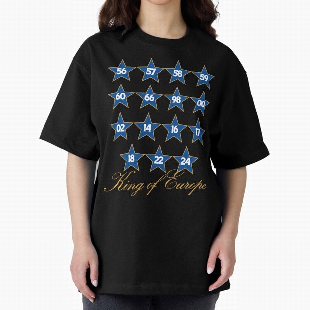 Real Madrid European Cups Oversized T-Shirt Bring Trophy Dreams to FIFA World Cup 2026 Group Stage Spirit, Inspired by Portugal, Haaland, Football Passion, Legendary Performances, Festival Vibes and Supporter Community; Perfect for Fans,