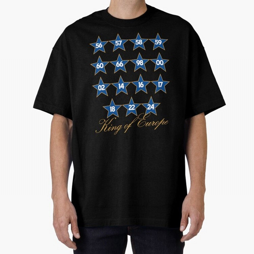 Real Madrid European Cups Oversized T-Shirt Bring Trophy Dreams to FIFA World Cup 2026 Group Stage Spirit, Inspired by Portugal, Haaland, Football Passion, Legendary Performances, Festival Vibes and Supporter Community; Perfect for Fans,
