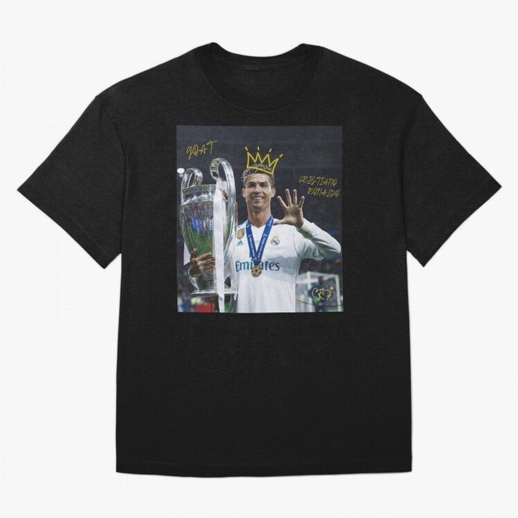 Cristiano Ronaldo- GOAT Oversized T-Shirt Showcase Match Day Hype around FIFA World Cup 2026, Mbappe, England and Germany, Game Day Rituals, Football Legends, Country Pride and the Road to the Final; Ideal for Football Dads, Football Moms, Friends,