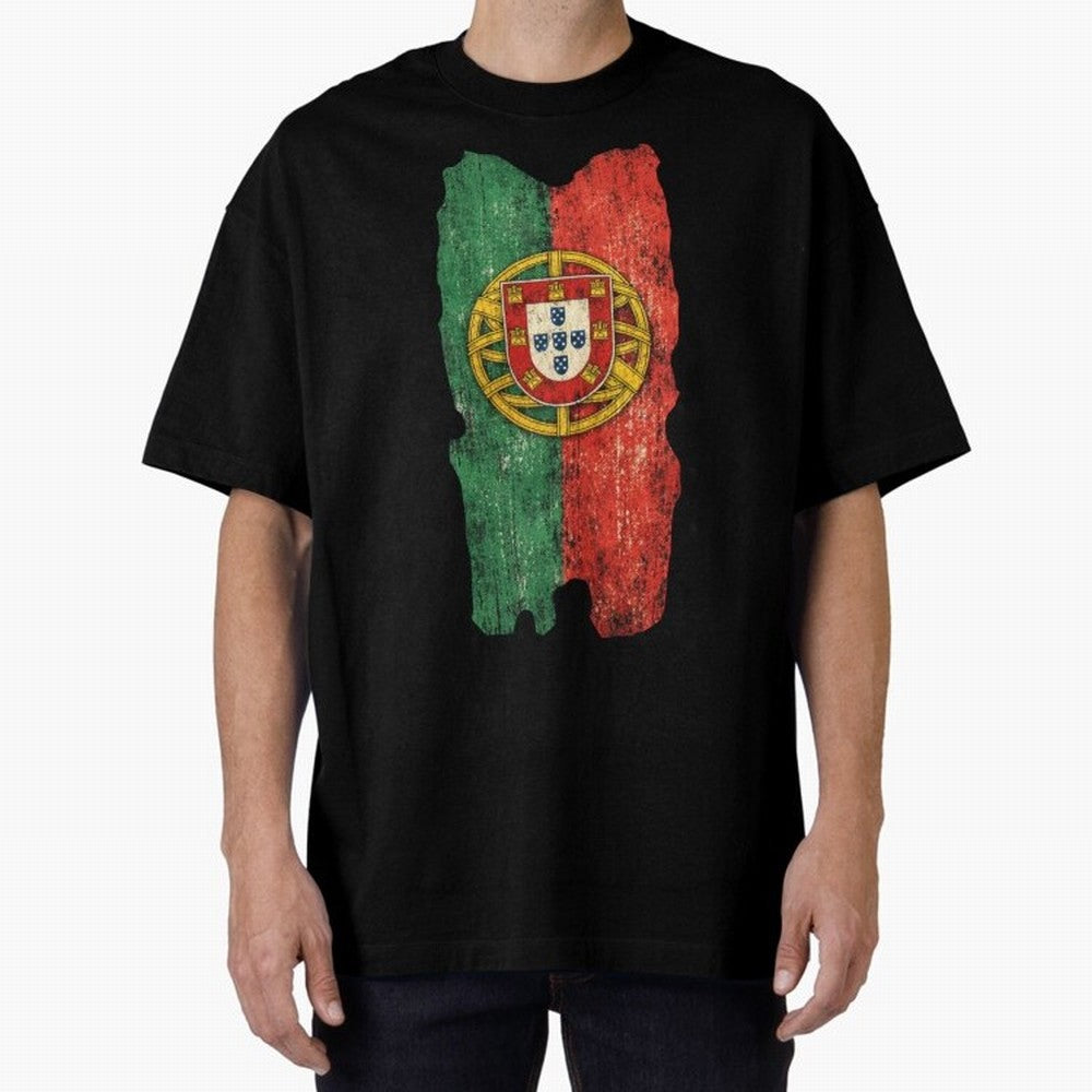 Vintage Portugal Flag Soccer Fan Design Oversized T-Shirt Turn Every Weekend Toward Match Day Hype around FIFA World Cup 2026, Cristiano Ronaldo, Netherlands, Football History, Final Match Energy, Crowd Noise and Once in a Lifetime Moments; Ideal