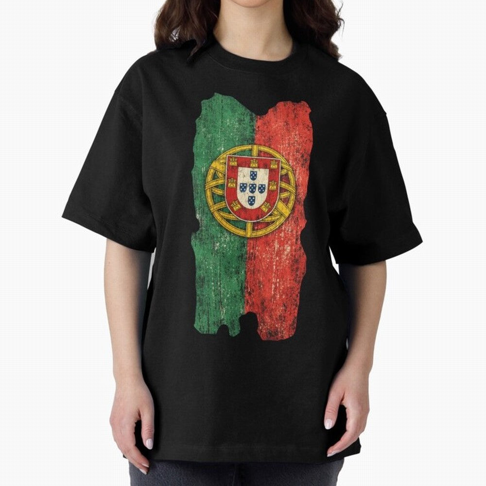 Vintage Portugal Flag Soccer Fan Design Oversized T-Shirt Turn Every Weekend Toward Match Day Hype around FIFA World Cup 2026, Cristiano Ronaldo, Netherlands, Football History, Final Match Energy, Crowd Noise and Once in a Lifetime Moments; Ideal
