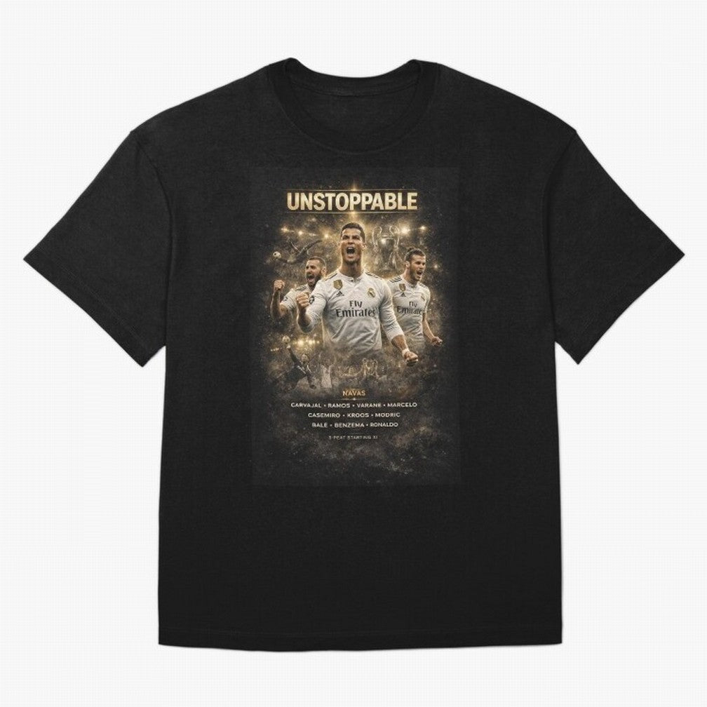 Unstoppable - Real Madrid Oversized T-Shirt Bring a Vintage Feel to Global Football Passion for FIFA World Cup 2026, Filled with Messi, Argentina and Brazil, Football Passion, Legendary Performances, Festival Vibes and Supporter Community; Built