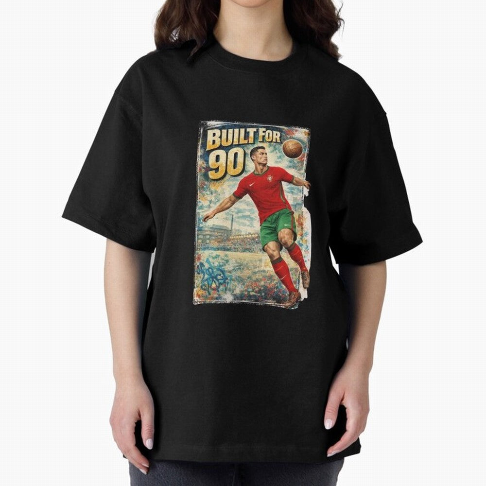 Built For 90 ¨C Vintage Football Streetwear Poster Oversized T-Shirt Bring a Vintage Feel to the FIFA World Cup 2026 Journey through Neymar, Haaland and Cristiano Ronaldo Highlights, Portugal, Spain and Germany Pride, Fan Favorite Moments, National