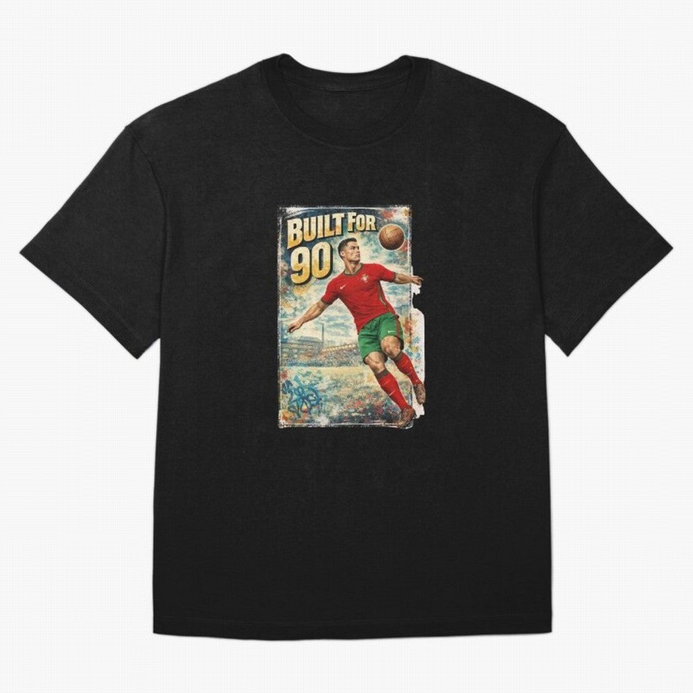 Built For 90 ¨C Vintage Football Streetwear Poster Oversized T-Shirt Bring a Vintage Feel to the FIFA World Cup 2026 Journey through Neymar, Haaland and Cristiano Ronaldo Highlights, Portugal, Spain and Germany Pride, Fan Favorite Moments, National