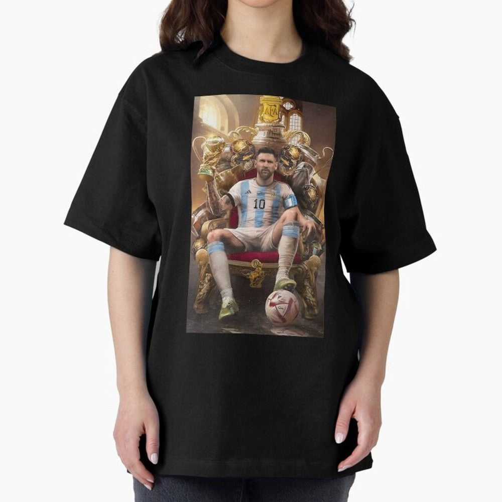 Lionel Messi Oversized T-Shirt Bring Global Tournament Vibes to FIFA World Cup 2026 Spirit, Centered on Germany, Haaland, Vintage Soccer Flavor, Modern Football Stars, National Flags and Final Night Emotion; Perfect for Fans, Collectors, Family