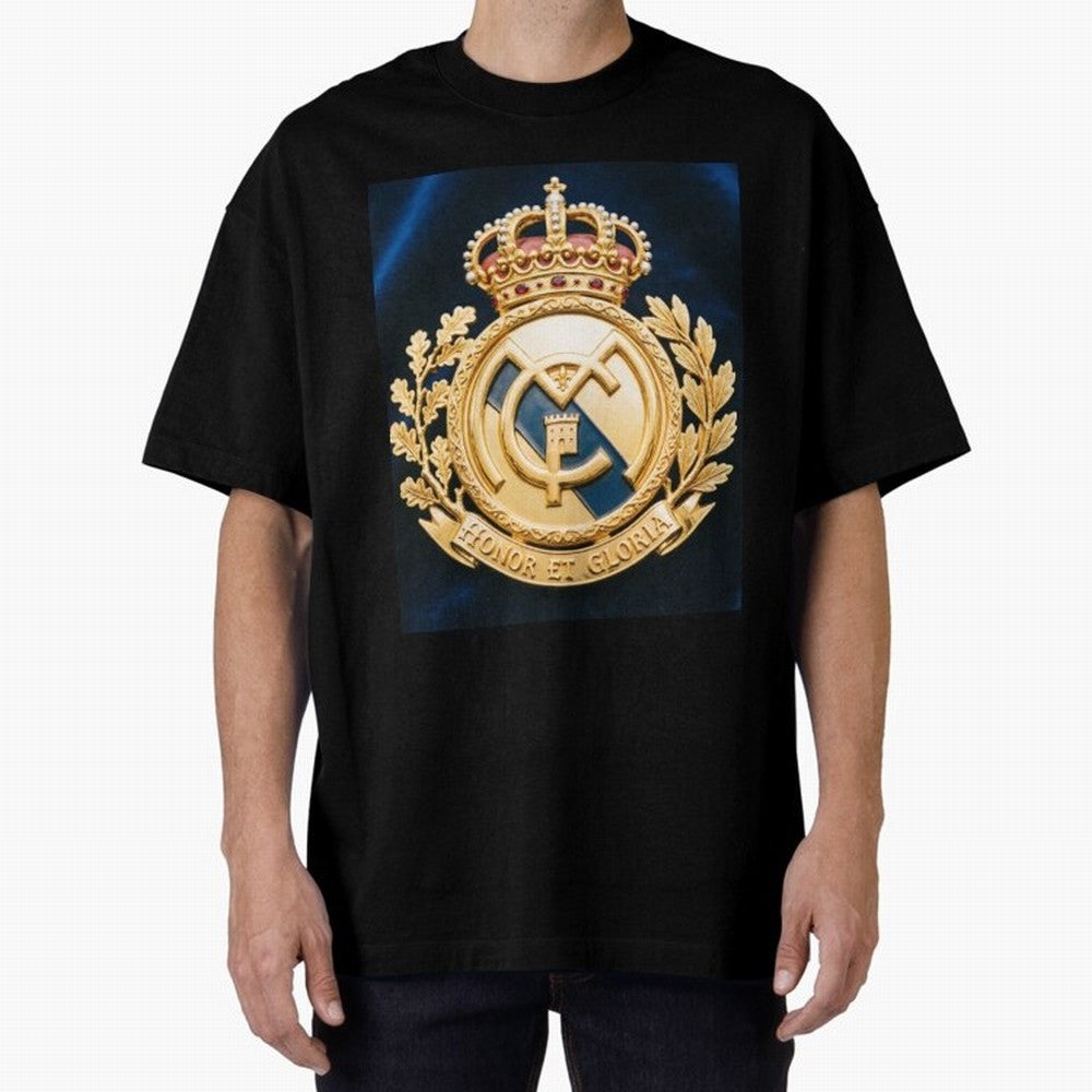 Madrid Honor y Gloria Oversized T-Shirt Bring Retro Soccer Energy to the FIFA World Cup 2026 USA Canada Mexico Journey through Messi, CR7 and Mbappe Highlights, Portugal, Spain and Germany Pride, Stadium Memories, Football Loyalty, International