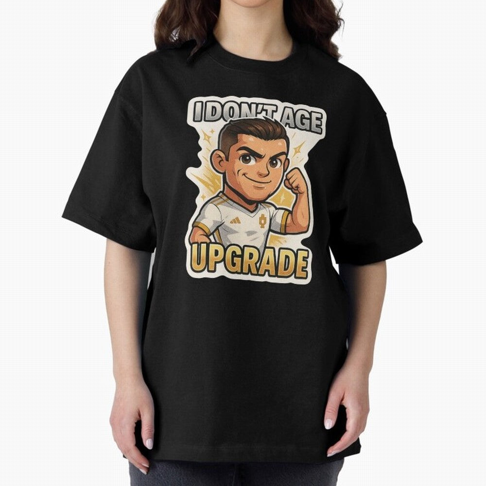 I Dont Age Upgrade Oversized T-Shirt Carry Global Football Passion for FIFA World Cup 2026, with Messi and Cristiano Ronaldo, France, Global Supporter Spirit, Legendary Goals, National Colors and Tournament Celebration; Ideal for Football Dads,