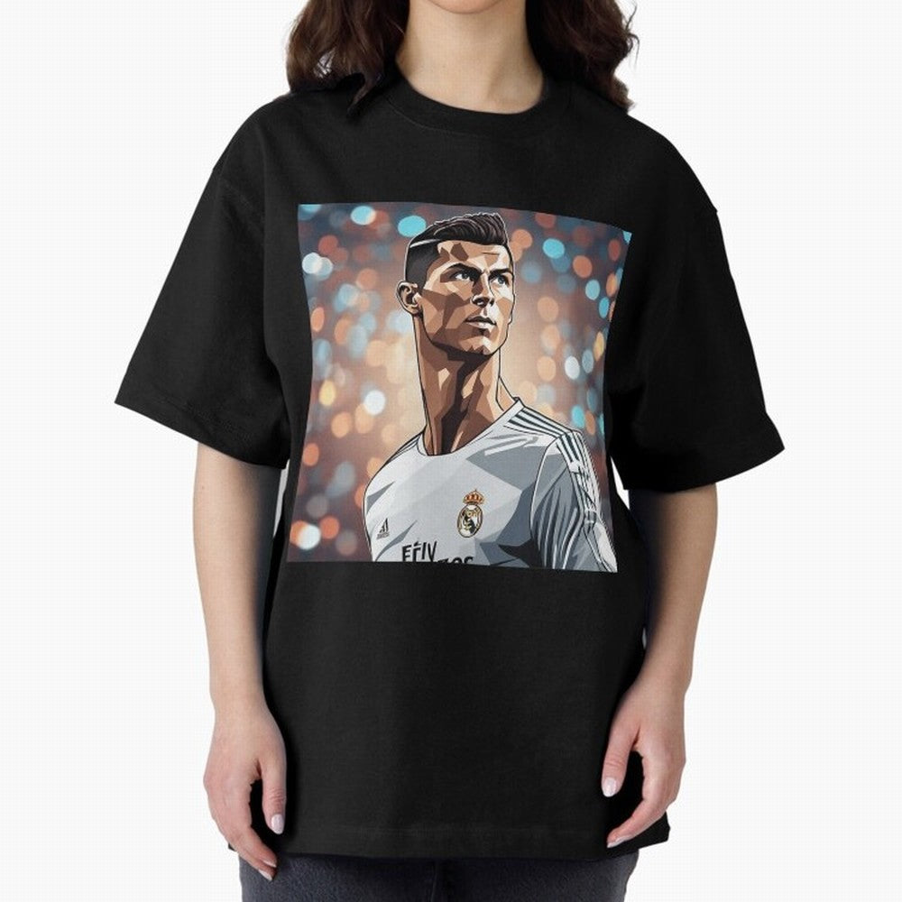 Ronaldo Cr7 Cristiano The Goat Artwork Futbol Soccer Oversized T-Shirt Feel the Trophy Chase of Global Football Passion for FIFA World Cup 2026 Group Stage, Inspired by Cristiano Ronaldo, France, Football History, Final Match Energy, Crowd Noise