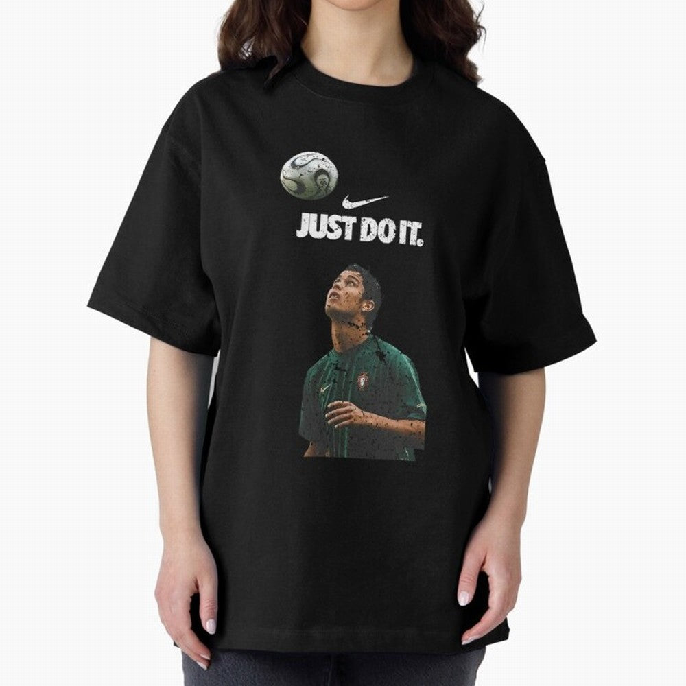 Cristiano Ronaldo Just Do It Oversized T-Shirt Embrace FIFA World Cup 2026 USA Canada Mexico for Fans of Messi, CR7 and Mbappe and Brazil, Bringing Stadium Chants, National Pride, Trophy Dreams and Unforgettable Football Memories; Created for Match