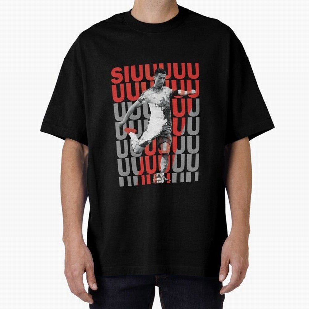 Siuuuuuu Cristiano Ronaldo Oversized T-Shirt Celebrate Fan Culture around Match Day Hype around FIFA World Cup 2026, Mbappe, England, France and Netherlands, Supporter Pride, Iconic Celebrations, Legendary Names and Global Match Day Energy; Created