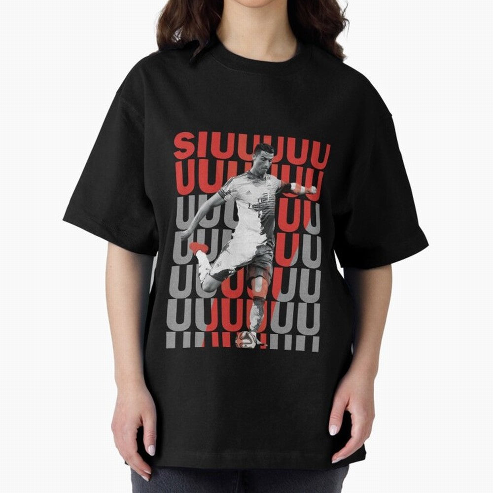 Siuuuuuu Cristiano Ronaldo Oversized T-Shirt Celebrate Fan Culture around Match Day Hype around FIFA World Cup 2026, Mbappe, England, France and Netherlands, Supporter Pride, Iconic Celebrations, Legendary Names and Global Match Day Energy; Created