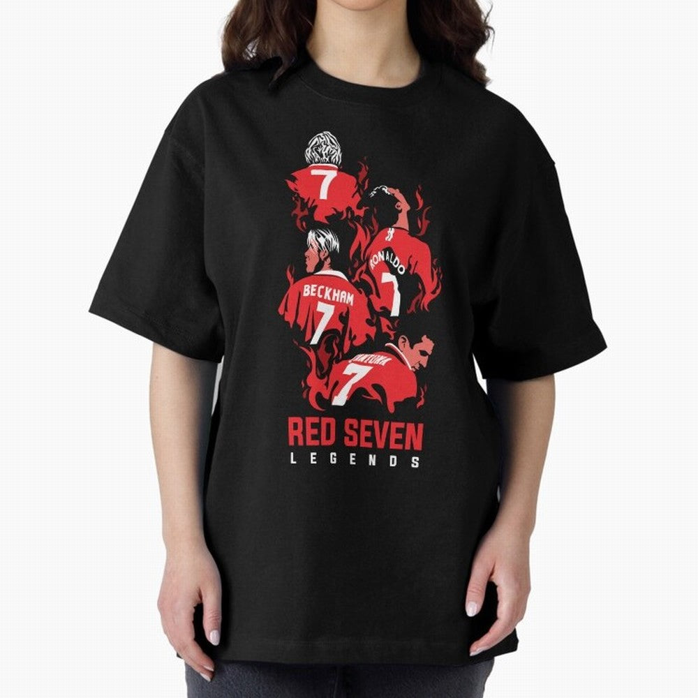 The Red Seven - Man Utd Oversized T-Shirt Support the Legends of FIFA World Cup 2026 Spirit, Driven by Brazil, Portugal and Argentina, Cristiano Ronaldo, Stadium Memories, Football Loyalty, International Chants and Championship Tradition; Great for