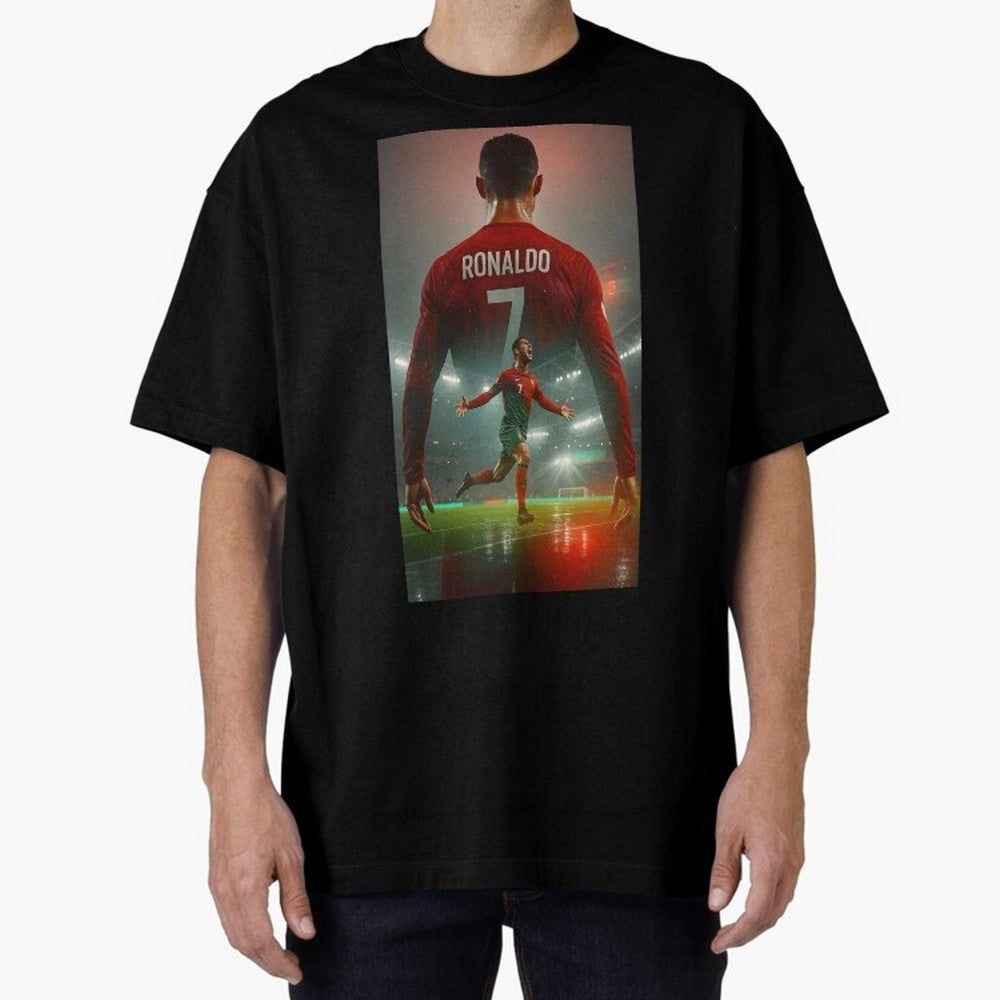 Christiano Ronaldo Oversized T-Shirt Keep the Legacy of Global Football Passion for FIFA World Cup 2026 Group Stage, Celebrating CR7 and Messi, France and Portugal, Supporter Pride, Iconic Celebrations, Legendary Names and Global Match Day Energy;