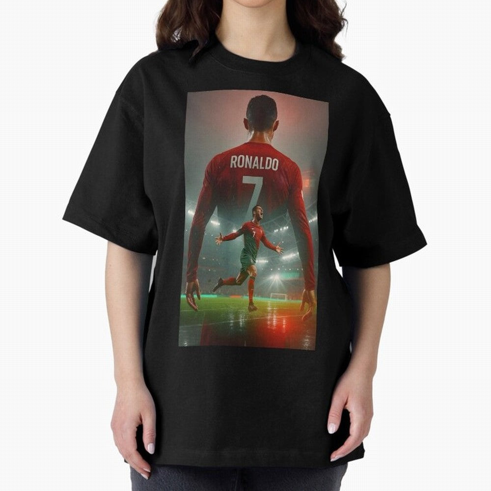 Christiano Ronaldo Oversized T-Shirt Keep the Legacy of Global Football Passion for FIFA World Cup 2026 Group Stage, Celebrating CR7 and Messi, France and Portugal, Supporter Pride, Iconic Celebrations, Legendary Names and Global Match Day Energy;
