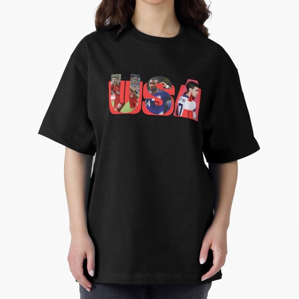 USA Soccer Cristian Pulisic, Haji Wright, Gio Reyna Oversized T-Shirt Carry FIFA World Cup 2026 Group Stage Connected to Cristiano Ronaldo, England Energy, Fan Favorite Moments, National Team Passion, Big Match Drama and Soccer History; Perfect for