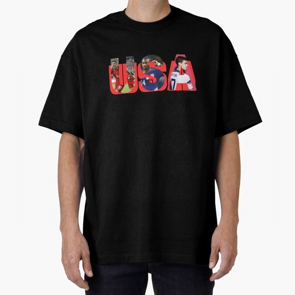 USA Soccer Cristian Pulisic, Haji Wright, Gio Reyna Oversized T-Shirt Carry FIFA World Cup 2026 Group Stage Connected to Cristiano Ronaldo, England Energy, Fan Favorite Moments, National Team Passion, Big Match Drama and Soccer History; Perfect for