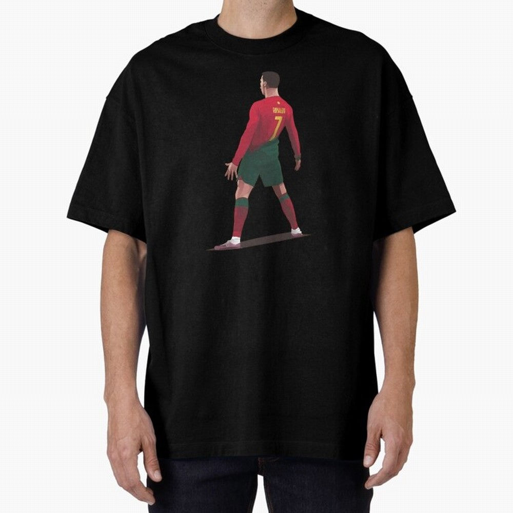 CR7 Celebration Pose Oversized T-Shirt Celebrate Classic Football Spirit in FIFA World Cup 2026 Group Stage Spirit, Filled with Portugal, Messi, CR7 and Mbappe, Fan Favorite Moments, National Team Passion, Big Match Drama and Soccer History;