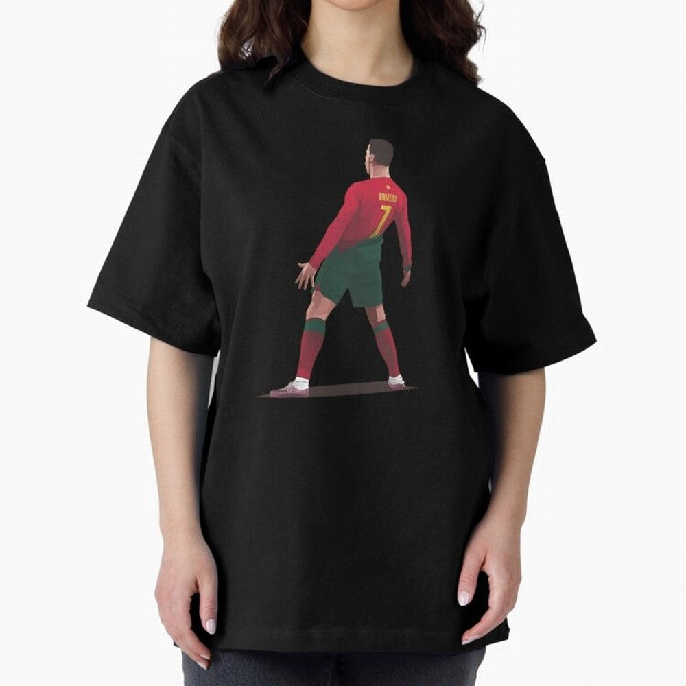 CR7 Celebration Pose Oversized T-Shirt Celebrate Classic Football Spirit in FIFA World Cup 2026 Group Stage Spirit, Filled with Portugal, Messi, CR7 and Mbappe, Fan Favorite Moments, National Team Passion, Big Match Drama and Soccer History;