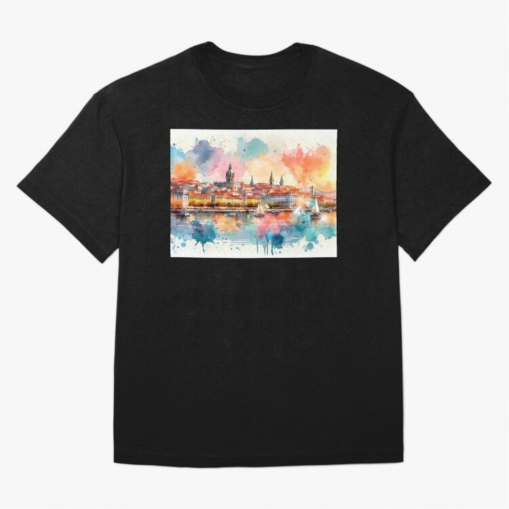 Lisbon cityscape with sailboats Oversized T-Shirt Create FIFA World Cup 2026 Spirit, Connected to England, Neymar, Haaland and Cristiano Ronaldo, Classic Soccer Heritage, Championship Pressure, Fan Loyalty and International Pride; Great for