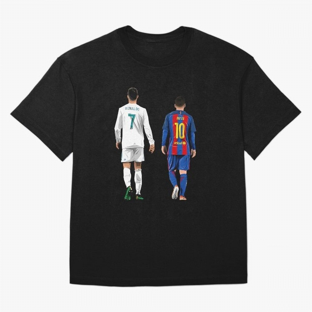 Cristiano Ronaldo And Messi Oversized T-Shirt Honor the Football Icons of FIFA World Cup 2026 Group Stage for Fans of CR7 and Messi and Spain, Bringing Global Supporter Spirit, Legendary Goals, National Colors and Tournament Celebration; Ideal for