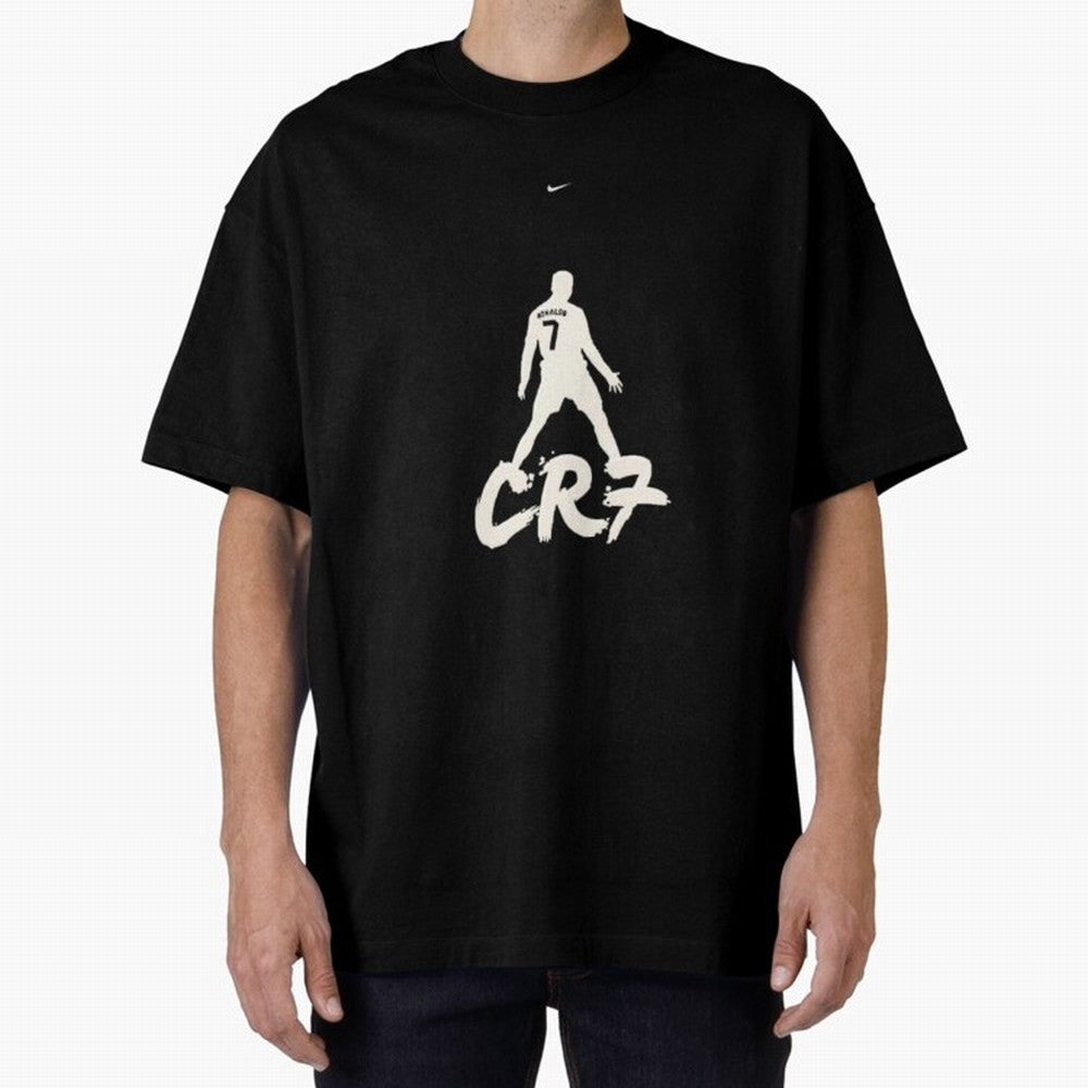 Cristiano Ronaldo CR7 Minimalist Silhouette Football Art Oversized T-Shirt Celebrate National Team Dreams in FIFA World Cup 2026 Group Stage for Fans of Neymar, Haaland and Cristiano Ronaldo and France and Portugal, Bringing Football Passion,