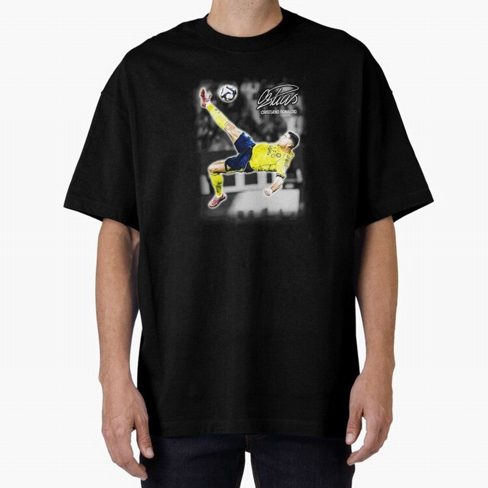 Cristiano Ronaldo Bicycle Kick Oversized T-Shirt Make Your Look Match Global Football Passion for FIFA World Cup 2026 USA Canada Mexico, Inspired by Haaland and Mbappe, England and Germany, Global Supporter Spirit, Legendary Goals, National Colors