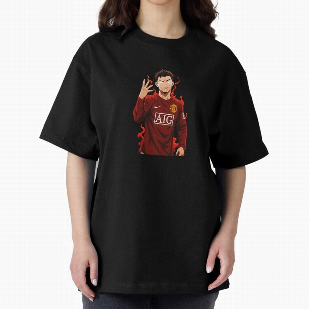 Cristiano Ronaldo Anime Art Blue Lock Inspired Football Legend Oversized T-Shirt Wear the Spirit of FIFA World Cup 2026 Spirit, Highlighting England and Germany, CR7, Supporter Pride, Iconic Celebrations, Legendary Names and Global Match Day