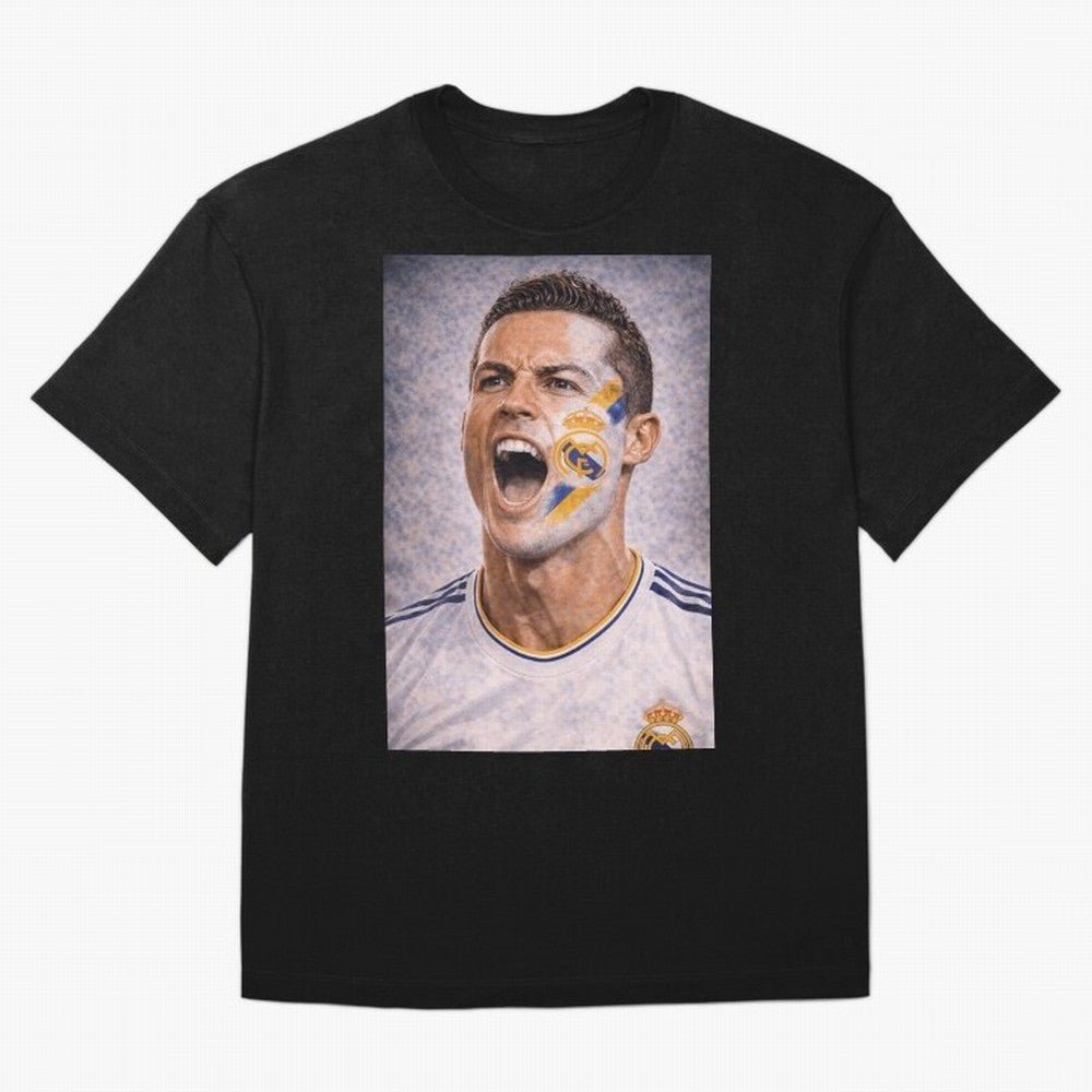 Cristiano Ronaldo ¡ª A Fan Portrait in Motion Oversized T-Shirt Celebrate Fan Culture around Global Football Passion for FIFA World Cup 2026 Group Stage, Filled with Messi, CR7 and Mbappe, Argentina and Brazil, Champion Mindset, Group Stage Buzz,