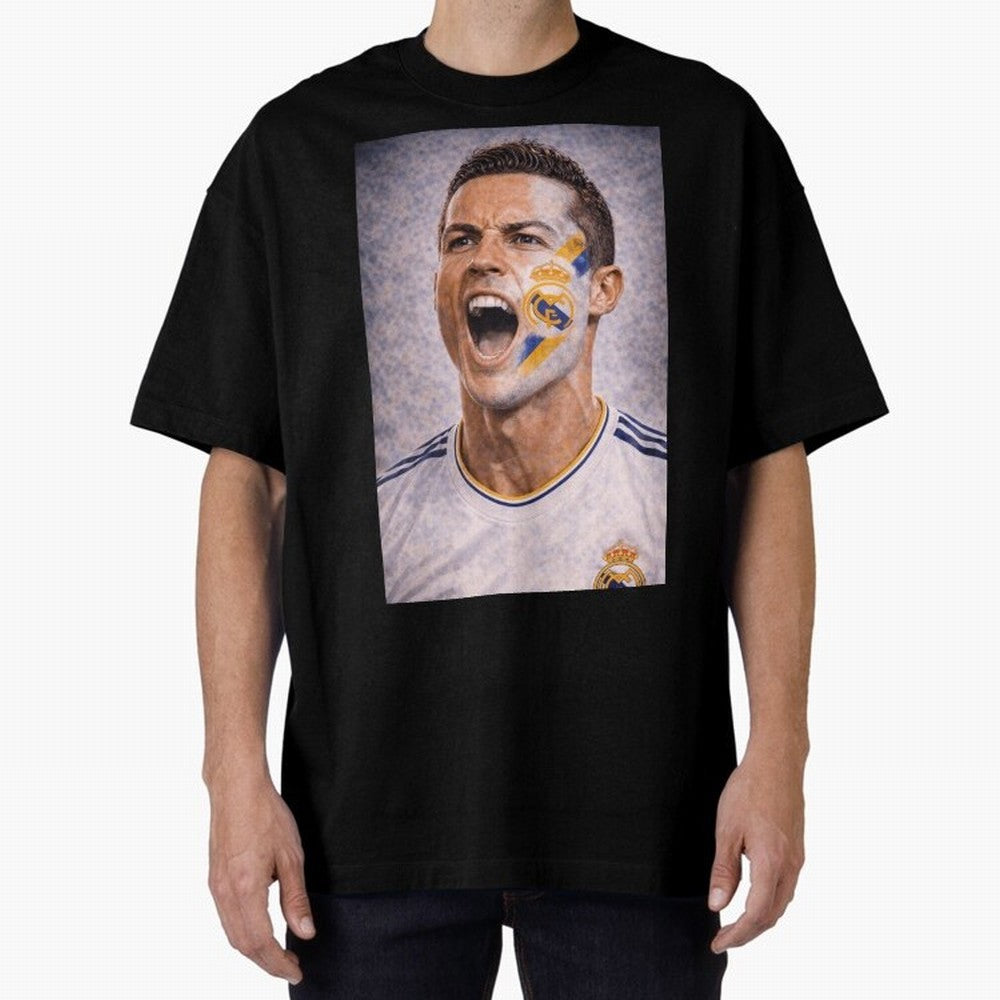 Cristiano Ronaldo ¡ª A Fan Portrait in Motion Oversized T-Shirt Celebrate Fan Culture around Global Football Passion for FIFA World Cup 2026 Group Stage, Filled with Messi, CR7 and Mbappe, Argentina and Brazil, Champion Mindset, Group Stage Buzz,