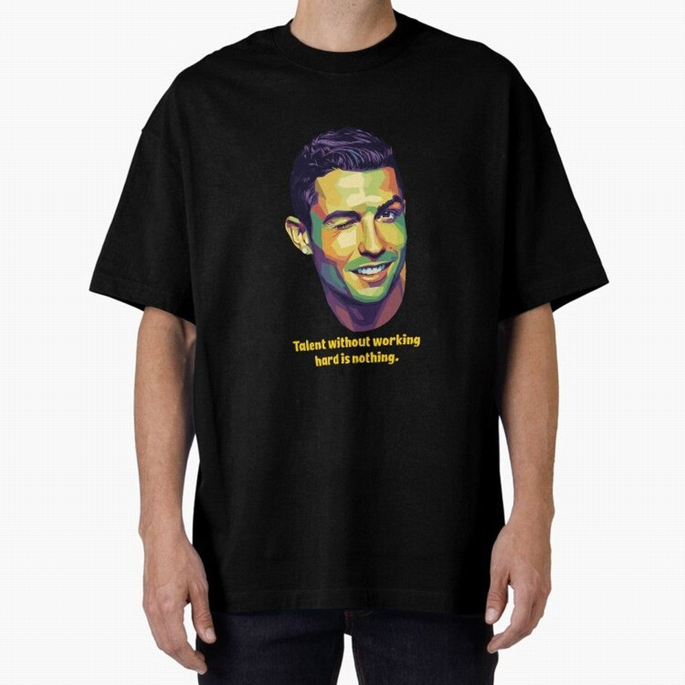 Cristiano Ronaldo Quotes Oversized T-Shirt Celebrate Soccer Greatness during FIFA World Cup 2026 for Fans of Cristiano Ronaldo and France, Bringing Football Festival Excitement, Trophy Ambitions, Country Rivalries and Star Player Buzz; Created for