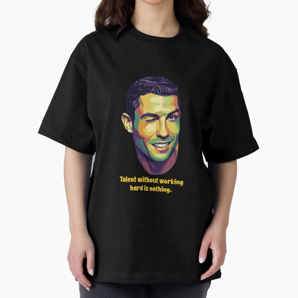 Cristiano Ronaldo Quotes Oversized T-Shirt Celebrate Soccer Greatness during FIFA World Cup 2026 for Fans of Cristiano Ronaldo and France, Bringing Football Festival Excitement, Trophy Ambitions, Country Rivalries and Star Player Buzz; Created for