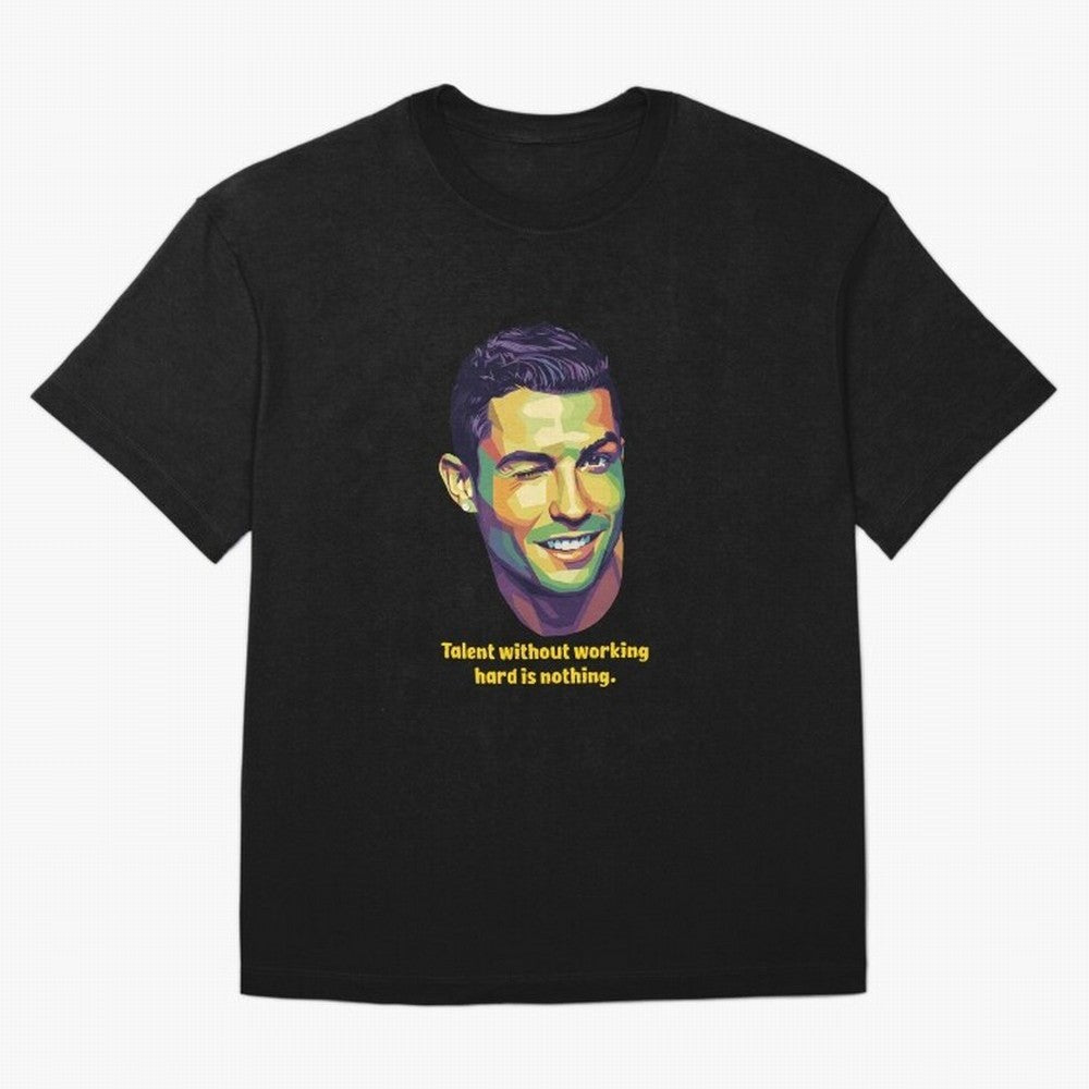 Cristiano Ronaldo Quotes Oversized T-Shirt Celebrate Soccer Greatness during FIFA World Cup 2026 for Fans of Cristiano Ronaldo and France, Bringing Football Festival Excitement, Trophy Ambitions, Country Rivalries and Star Player Buzz; Created for