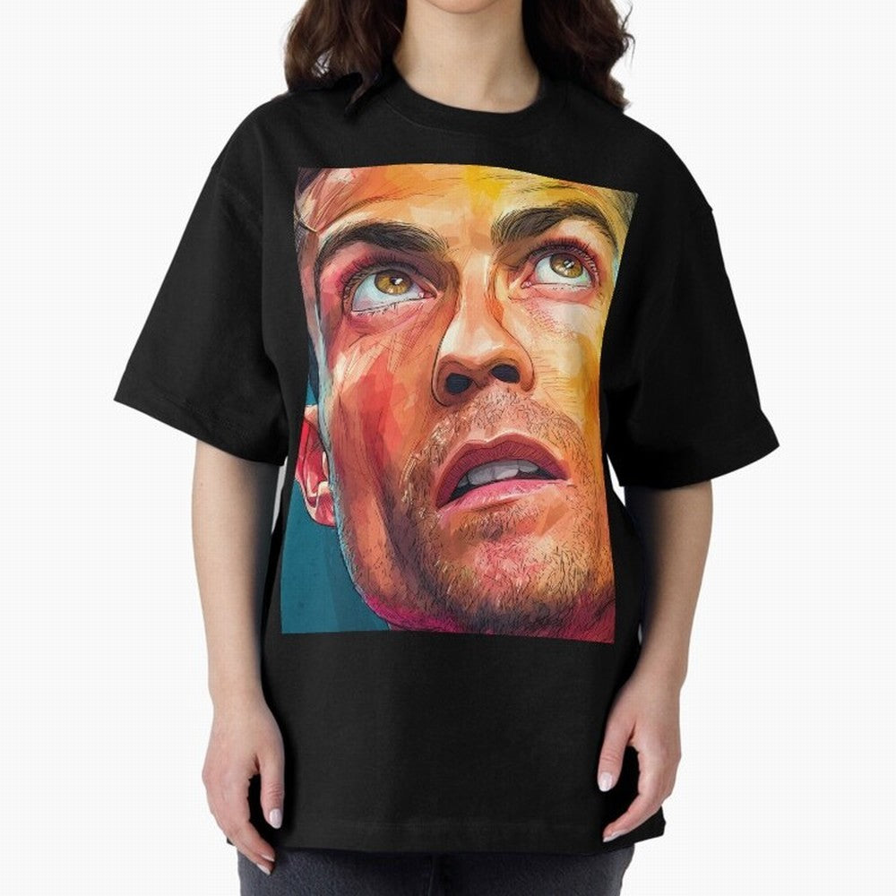 Cristiano Ronaldo Football Soccer Player Intense Color Portrait Oversized T-Shirt Bring FIFA World Cup 2026 USA Canada Mexico for Fans of Cristiano Ronaldo, Haaland and CR7 and England, France and Netherlands, Bringing Fan Favorite Moments,