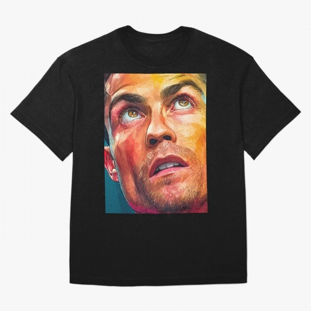 Cristiano Ronaldo Football Soccer Player Intense Color Portrait Oversized T-Shirt Bring FIFA World Cup 2026 USA Canada Mexico for Fans of Cristiano Ronaldo, Haaland and CR7 and England, France and Netherlands, Bringing Fan Favorite Moments,