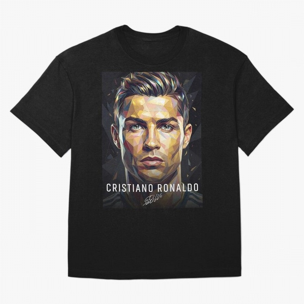 Cristiano Ronaldo Geometric Low Poly Soccer Legend Oversized T-Shirt Show Your Tournament Heart for Global Football Passion for FIFA World Cup 2026 Group Stage, Driven by Haaland, France, Goal Celebration Energy, Supporter Heritage, Football Icons