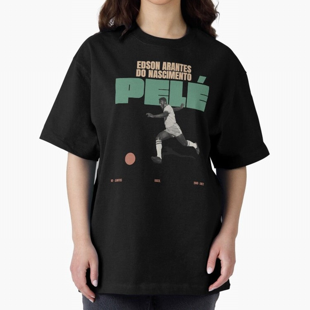 Pele Minimalist Oversized T-Shirt Relive the Noise and Pride of Global Football Passion for FIFA World Cup 2026 USA Canada Mexico, Highlighting CR7, Argentina, Global Supporter Spirit, Legendary Goals, National Colors and Tournament Celebration;
