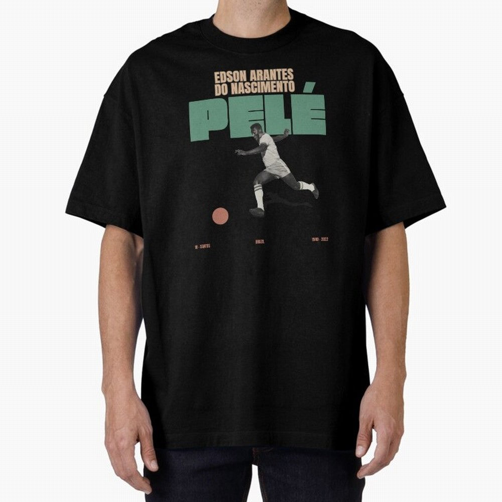 Pele Minimalist Oversized T-Shirt Relive the Noise and Pride of Global Football Passion for FIFA World Cup 2026 USA Canada Mexico, Highlighting CR7, Argentina, Global Supporter Spirit, Legendary Goals, National Colors and Tournament Celebration;
