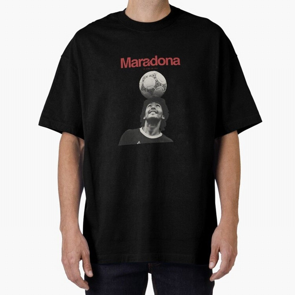 Diego Maradona Minimalist Oversized T-Shirt Stand with Match Day Hype around FIFA World Cup 2026, Messi and Cristiano Ronaldo, Netherlands, Match Day Excitement, Supporter Culture, Golden Goals and Global Football Passion; Perfect for Supporters