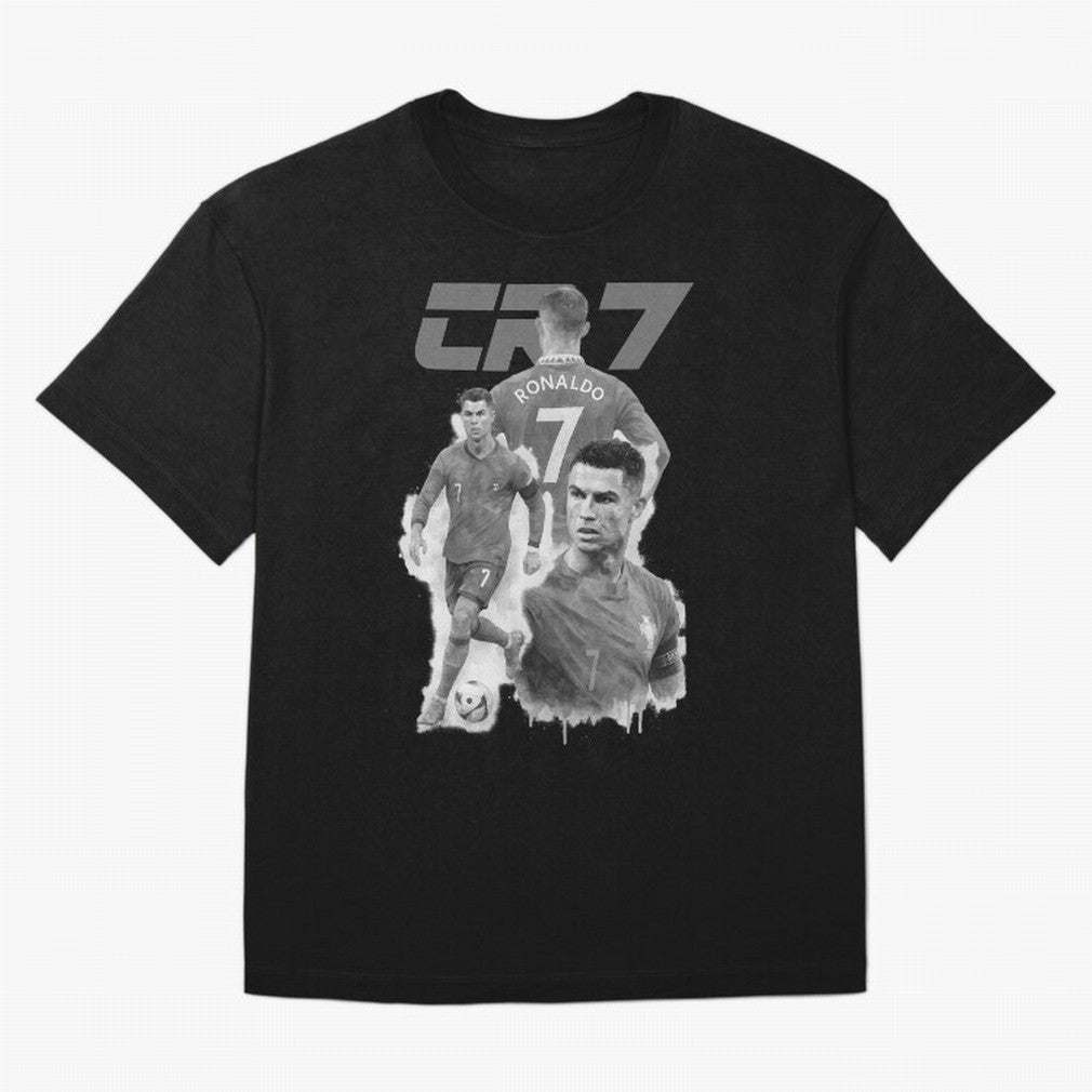 CR7 Cristiano Ronaldo illustration ink black white watercolour Oversized T-Shirt Fuel FIFA World Cup 2026 Capturing Messi, Neymar and Mbappe, Spain Energy, Football History, Final Match Energy, Crowd Noise and Once in a Lifetime Moments; Made for