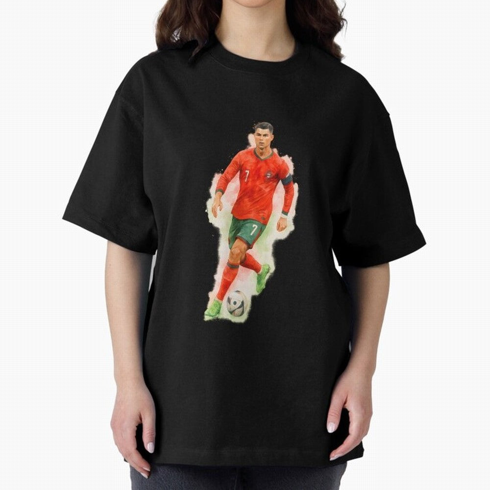 CR7 Cristiano Ronaldo a powerful moment artwork Oversized T-Shirt Show Up for the Glory of FIFA World Cup 2026 USA Canada Mexico Spirit, Connected to Germany, Messi, CR7 and Mbappe, Sports Nostalgia, International Competition, Famous Players and