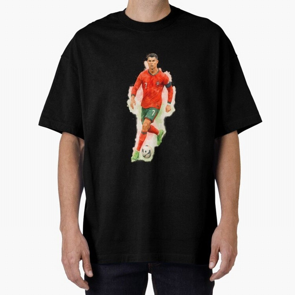 CR7 Cristiano Ronaldo a powerful moment artwork Oversized T-Shirt Show Up for the Glory of FIFA World Cup 2026 USA Canada Mexico Spirit, Connected to Germany, Messi, CR7 and Mbappe, Sports Nostalgia, International Competition, Famous Players and
