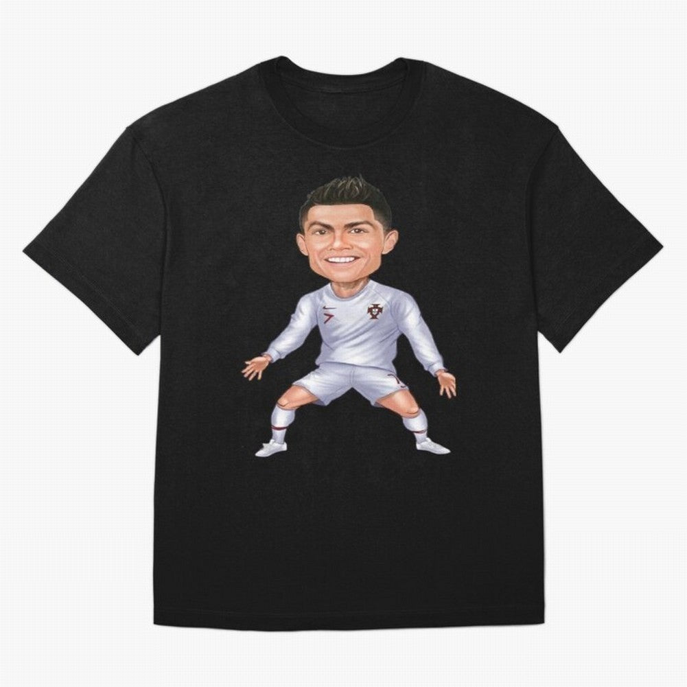 Cristiano Ronaldo Cartoon Oversized T-Shirt Honor the Football Icons of FIFA World Cup 2026 for Fans of Cristiano Ronaldo and Brazil, Bringing Stadium Chants, National Pride, Trophy Dreams and Unforgettable Football Memories; Great for Supporters