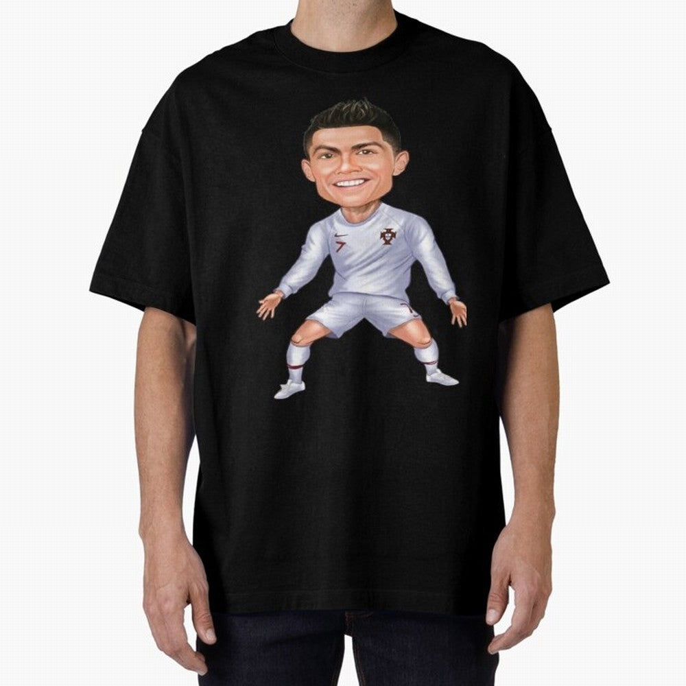 Cristiano Ronaldo Cartoon Oversized T-Shirt Honor the Football Icons of FIFA World Cup 2026 for Fans of Cristiano Ronaldo and Brazil, Bringing Stadium Chants, National Pride, Trophy Dreams and Unforgettable Football Memories; Great for Supporters