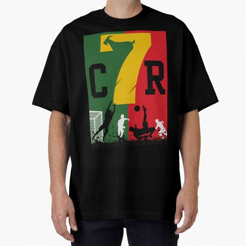 Portugal The Goat CR 7 World Cup 2026 Oversized T-Shirt Celebrate Rivalries and Pride in Match Day Hype around FIFA World Cup 2026 Group Stage, Mbappe and Neymar, Brazil, Sports Nostalgia, International Competition, Famous Players and Unforgettable